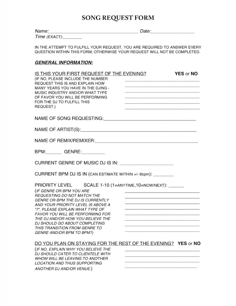 Song request form